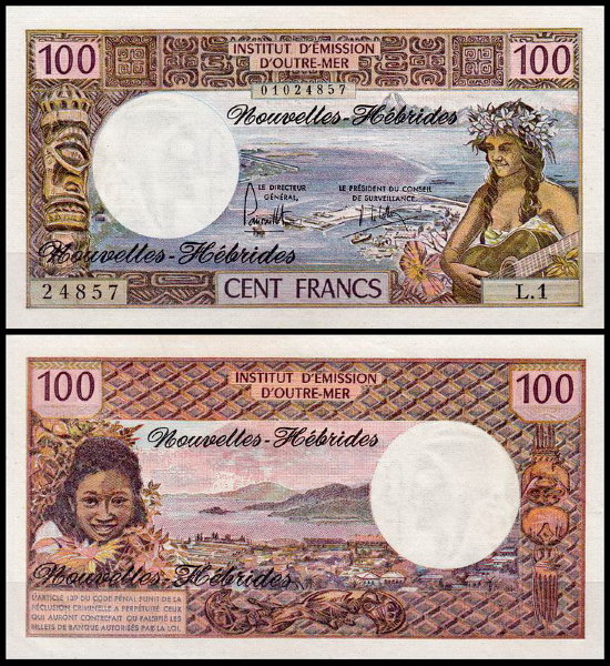 Новые Гебриды 100 франков 1970-1977 (UNC Pick 18)