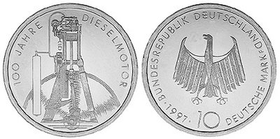 Германия, 10 марок 1997 год, Дизельный двигатель
