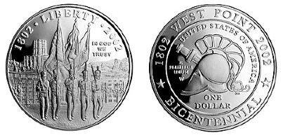 США, 1 доллар 2002 год, Военная академия Вест-Пойнт, ПРУФ