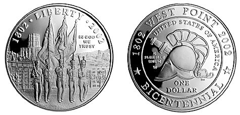 США, 1 доллар 2002 год, Военная академия Вест-Пойнт, ПРУФ