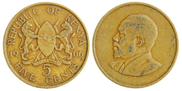 Кения, 5 центов 1966 год