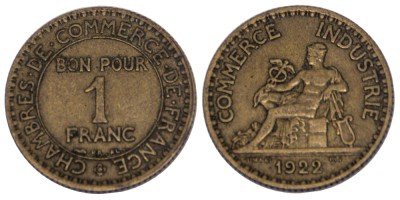 Франция, 1 франк 1922 год