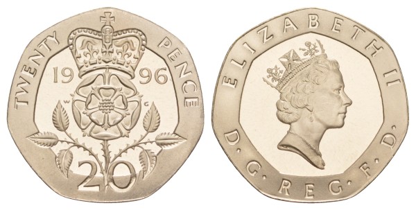 Англия, 20 пенсов 1996 год