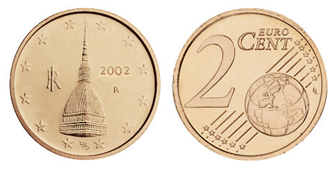 Италия, 2 цента 2002 (UNC, медь)