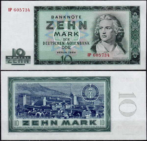 ГДР 10 марок 1964 (UNC Pick 23)