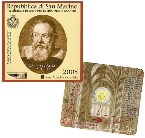 Сан Марино, 2 евро 2005 (UNC, буклет) Международный год физика