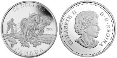 Канада, 20 долларов 2008 год, Сельскохозяйственная торговля, ПРУФ