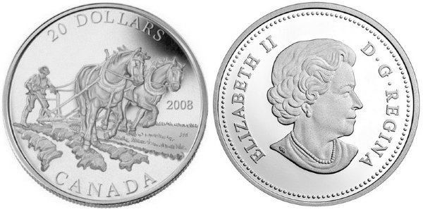 Канада, 20 долларов 2008 год, Сельскохозяйственная торговля, ПРУФ