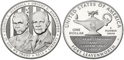 США, 1 доллар 2013 год, Д,Маршал и Д,Эйзенхауэр, ПРУФ