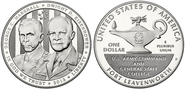 США, 1 доллар 2013 год, Д,Маршал и Д,Эйзенхауэр, ПРУФ