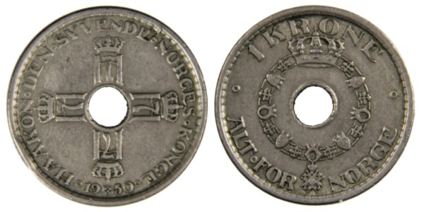 Норвегия 1 крона 1950 год