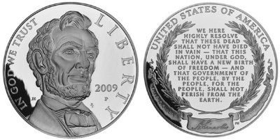 США, 1 доллар 2009 год, Авраам Линкольн, ПРУФ