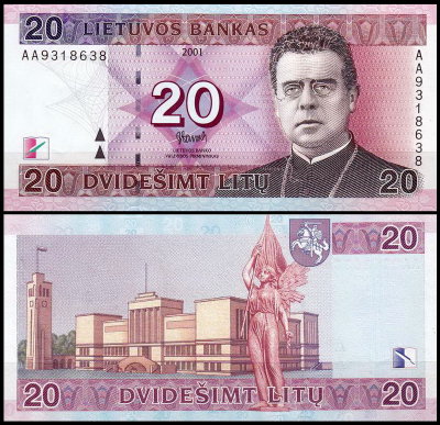 Литва 20 лит 2001 (UNC Pick 66)