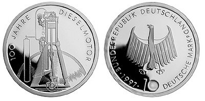 Германия, 10 марок 1997 год, Дизельный двигатель, ПРУФ
