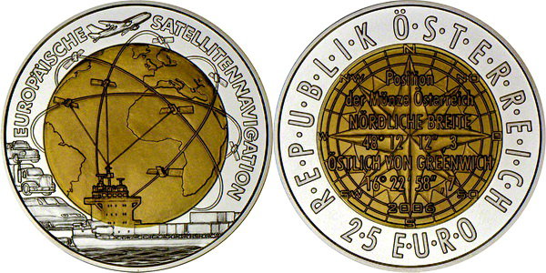 Австрия, 25 евро 2006 год, Европейская спутниковая навигация