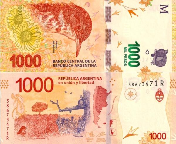 Аргентина 1000 песо 2017-2021 (UNC Pick 366)