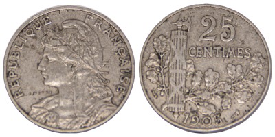 Франция, 25 сантимов 1905 год