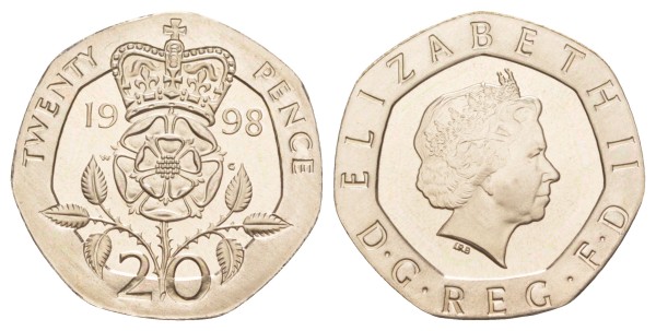 Англия, 20 пенсов 1998 год