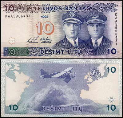 Литва 10 лит 1993 (UNC Pick 56)