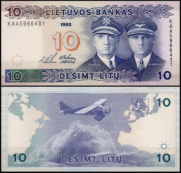 Литва 10 лит 1993 (UNC Pick 56)