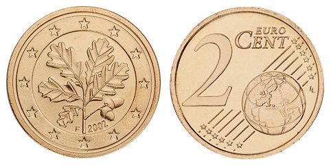 Германия, 2 цента 2002-F (UNC, медь)