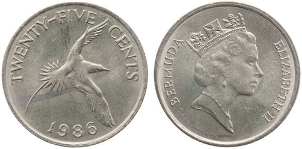 Бермудские острова, 25 центов 1986 год