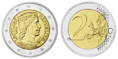 Латвия, 2 евро 2014 (UNC, биметалл)