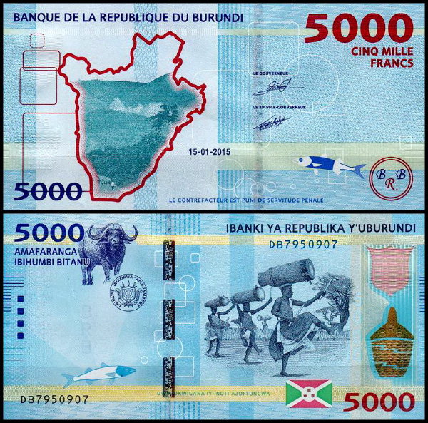 Бурунди 5000 франков 2015 (UNC Pick 53)