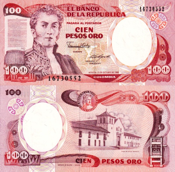 Колумбия 100 песо 1986 (UNC Pick 426) 