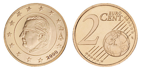 Бельгия, 2 цента 2000 (UNC, медь)