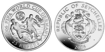 Сейшельские острова, 25 рупий 2006 (PROOF, серебро) Чемпионат мира по футболу в Германии
