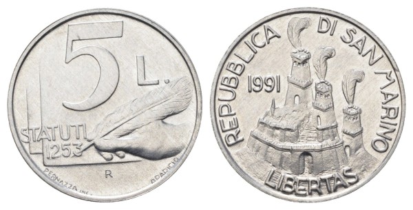Сан Марино, 5 лир 1991 год