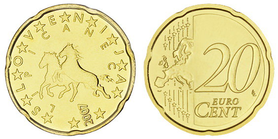 Словения, 20 центов 2007 (UNC, латунь)