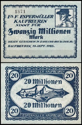 Кауфбойрен 20.000.000 марок 1923 (UNC)