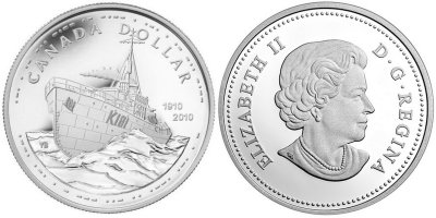 Канада, 1 доллар 2010 год, 100 лет канадским ВМФ