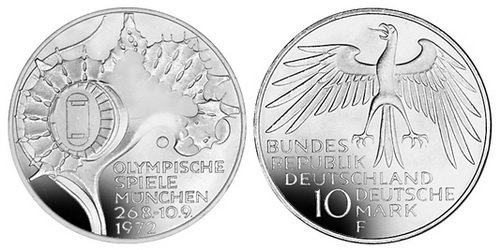 Германия, 10 марок 1972 год, XX Олимпийские игры в Мюнхене, Стадион, ПРУФ