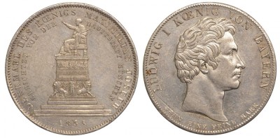Бавария 1 талер 1835 памятник королю Максимилиану I Иосифу в Мюнхене