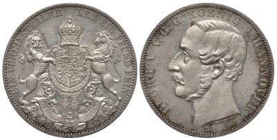 Брауншвейг-Каленберг-Ганновер 1 талер 1866 В, Георг V (1851-1866)