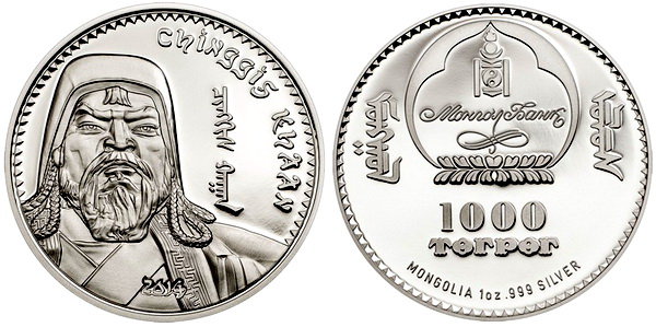 Монголия, 1000 тугриков 2014 год, Чингисхан, ПРУФ