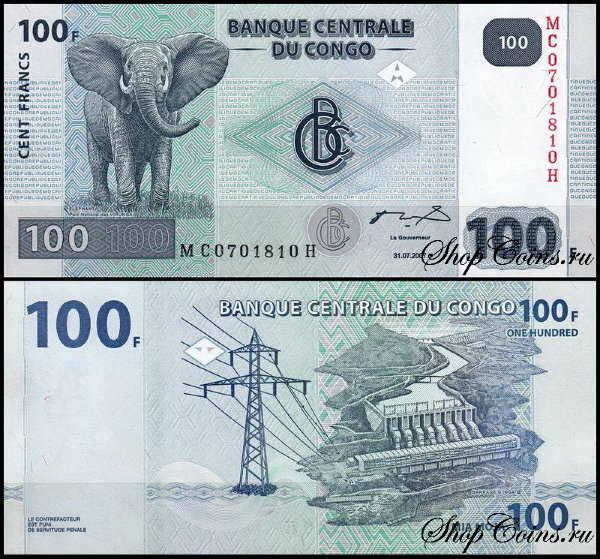 ДР Конго 100 франков 2007 (UNC Pick 98a)