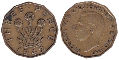 Англия, 3 пенса 1942 год