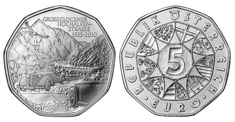 Австрия, 5 евро 2010 год, Альпийская дорога Грослокнер