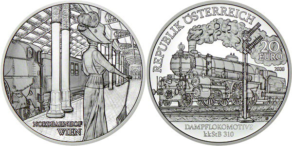 Австрия, 20 евро 2008 год, Прекрасная эпоха, ПРУФ