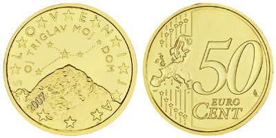 Словения, 50 центов 2007 (UNC, латунь)