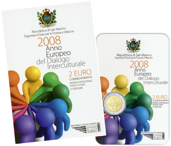 Сан Марино, 2 евро 2008 (UNC, буклет) Европейский Год межкультурного диалога