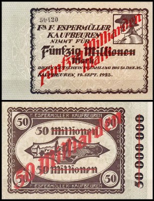 Кауфбойрен 50.000.000.000 марок 1923 (UNC)