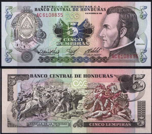 Гондурас 5 лемпир 1985 (UNC Pick 63b)