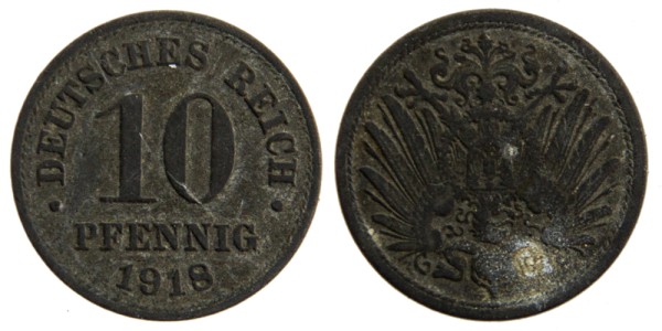 Германия, 10 пфеннингов 1918 год