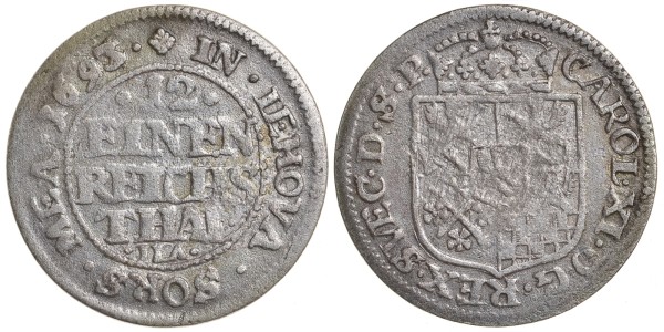 Померания, Шведское правление (Шведская Померания) 1/12 талера 1693 Адольф Фридрих
