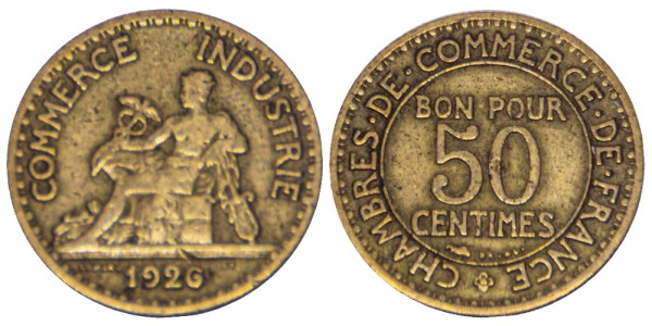 Франция, 50 сантимов 1926 год